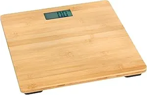 WENKO Personenwaage Mod. Bambusa digitale Körperwaage mit großem LCD-Display aus Bambus bis 180 kg inklusive AAA Batterien präzise Gewichtsanzeige ideal für Badezimmer 30 x 2,7 x 30 cm Natur